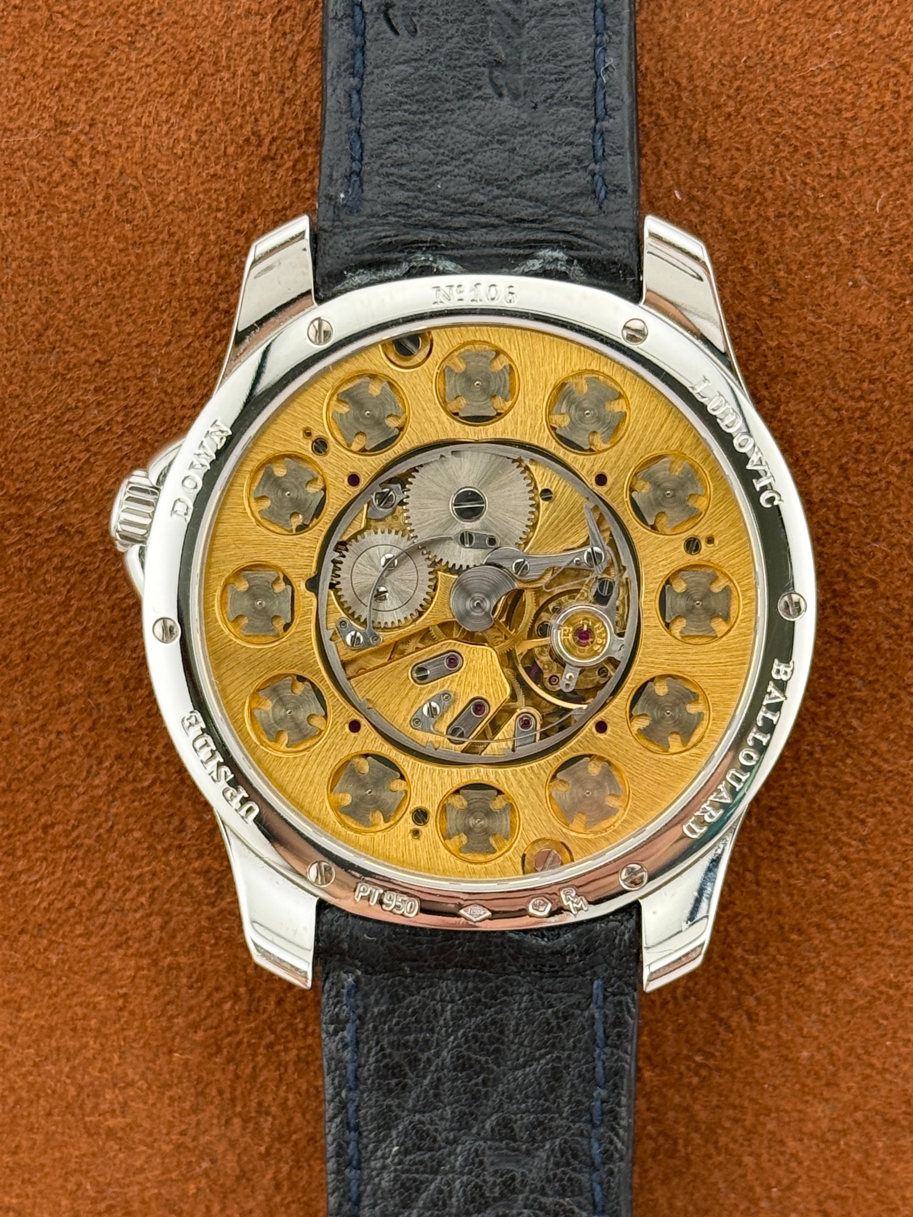Ludovic Ballouard Platinum Upside down Hindu Arabic numerals Blue dial - Unique piece