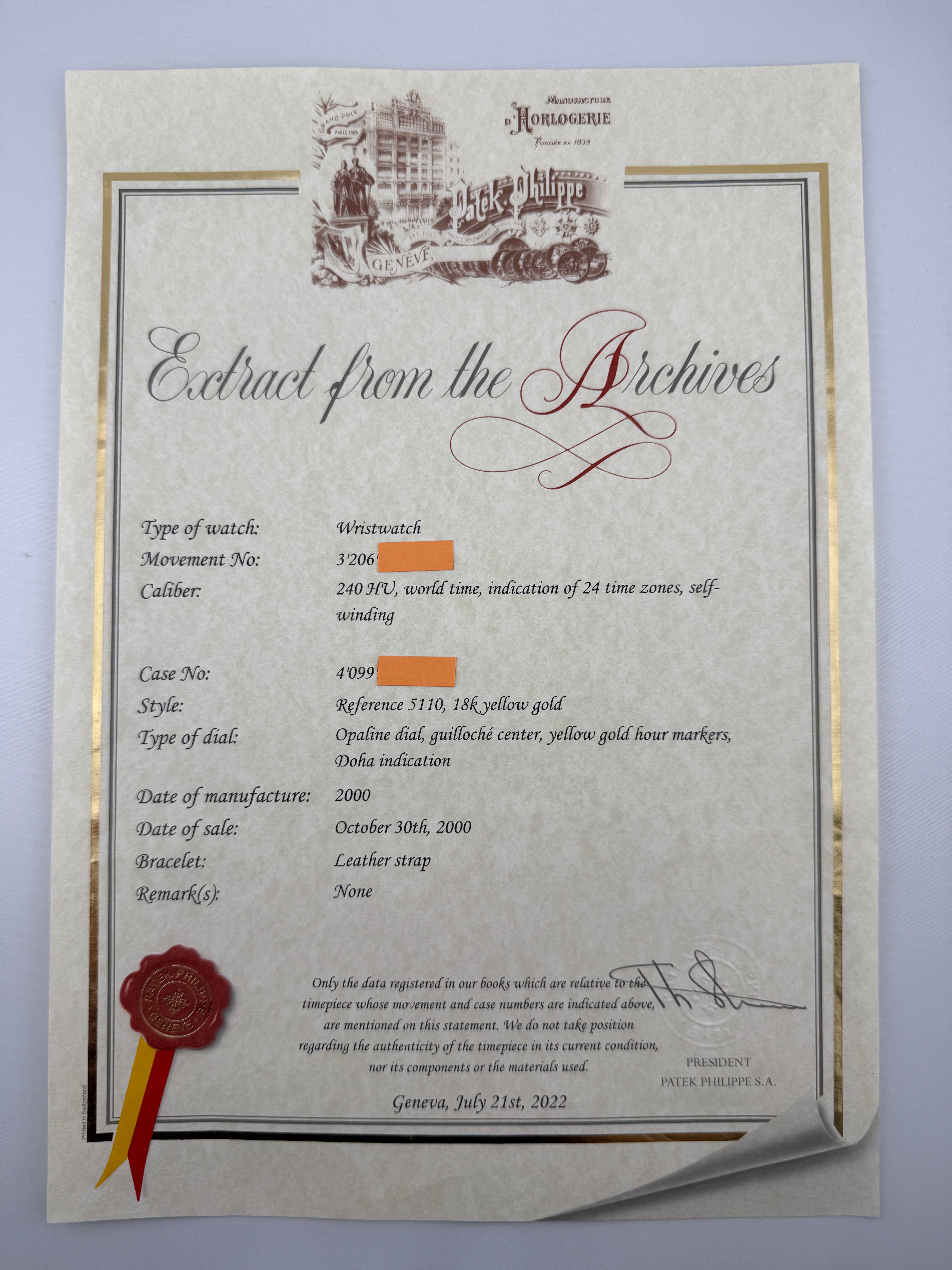 Patek Philippe World Time Ref. 5110J — State of Qatar "Doha" Edition