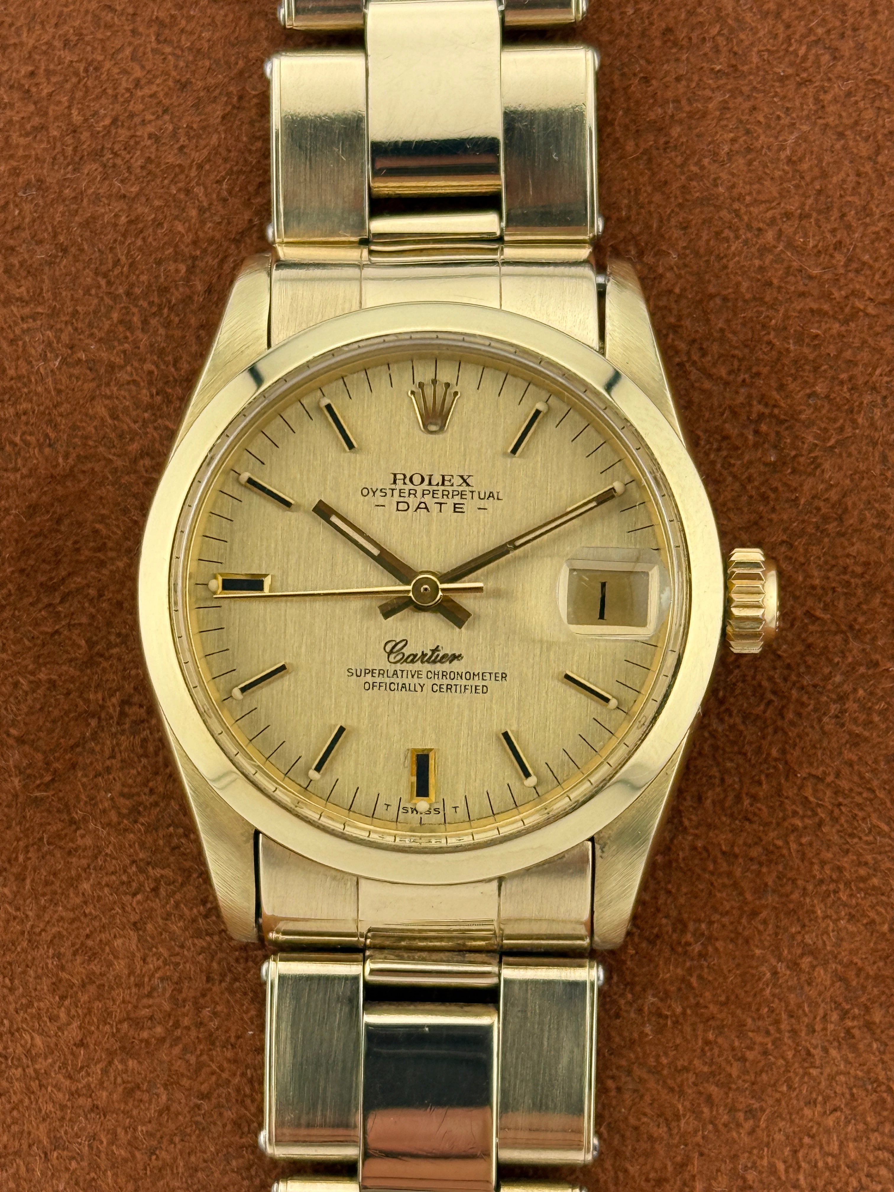 Rolex Datejust Ref. 6824 — 14K Yellow Gold, Cartier Double-Signed Dial