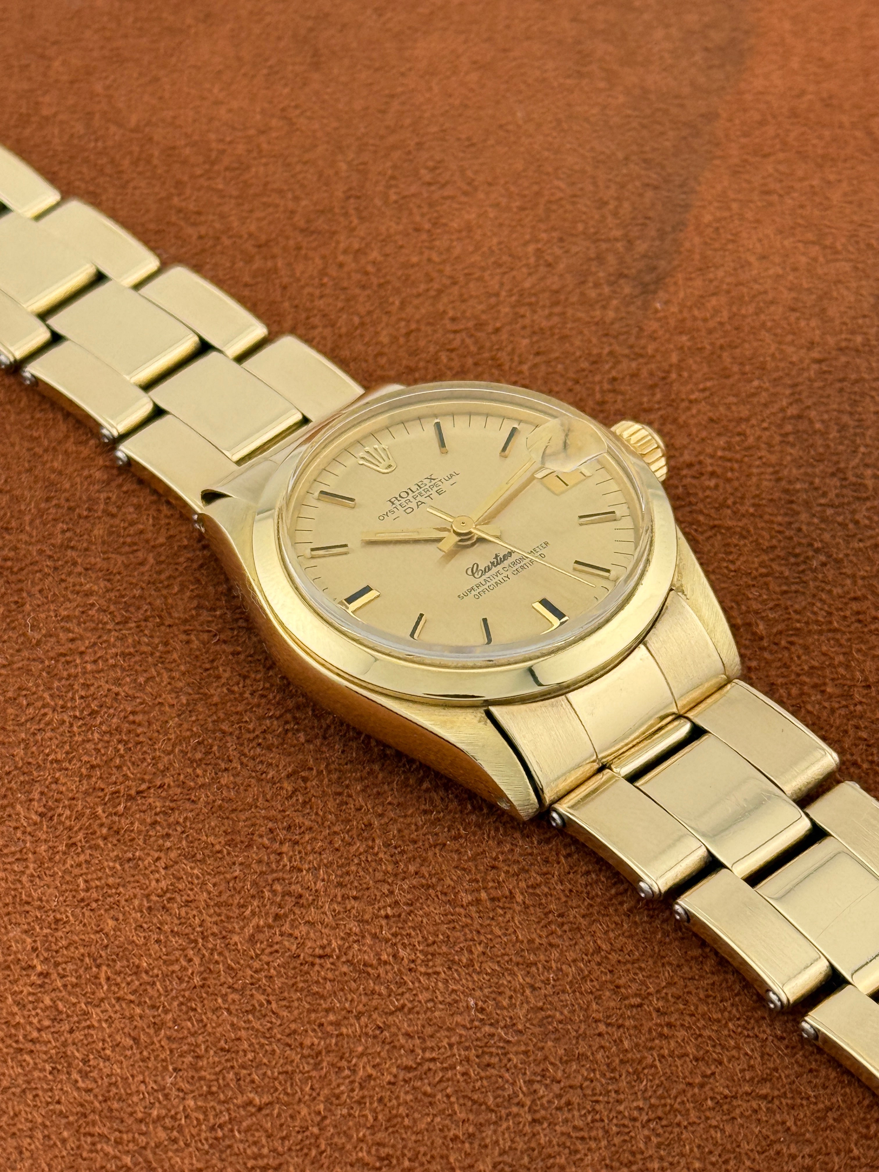 Rolex Datejust Ref. 6824 — 14K Yellow Gold, Cartier Double-Signed Dial