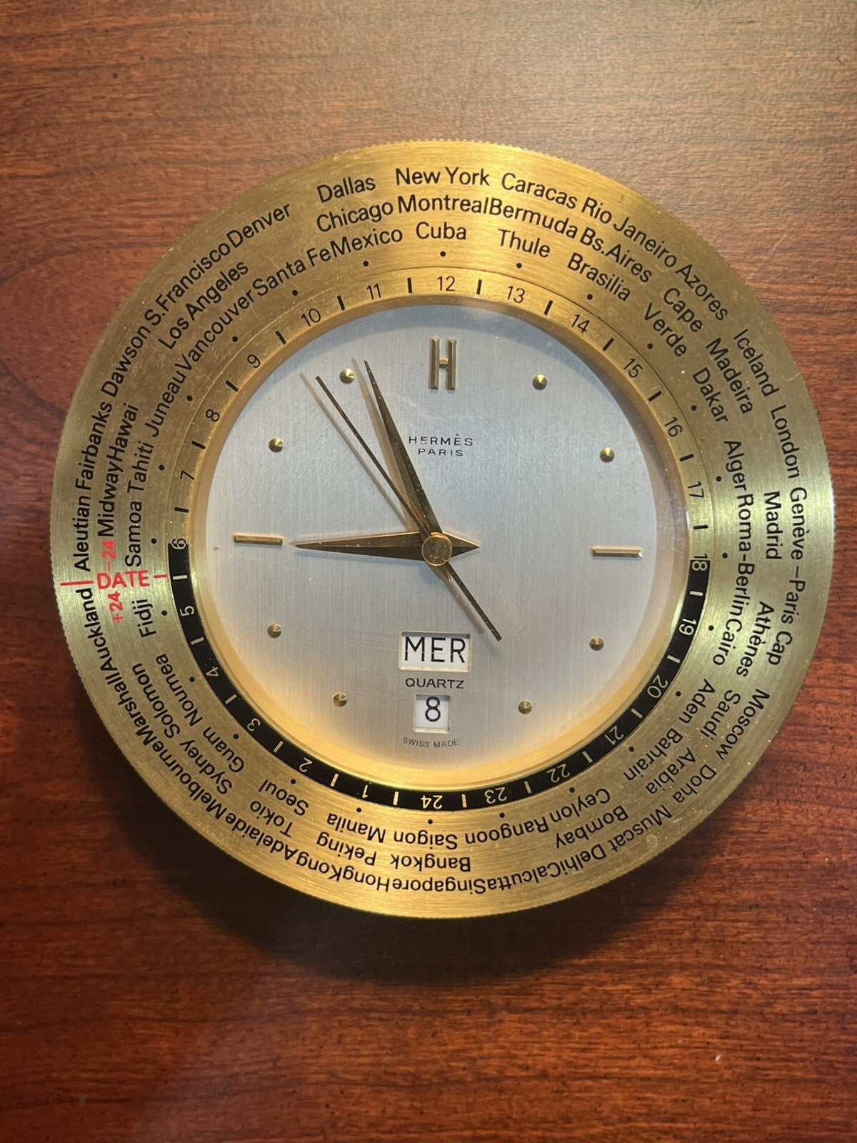 VINTAGE HERMÈS PARIS WORLD TIME DESK CLOCK